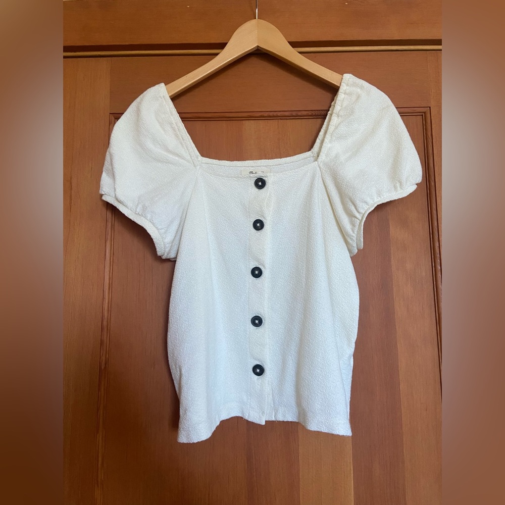 Madewell Jacquard Square-Neck Puff-Sleeve Top - Picture 5 of 8